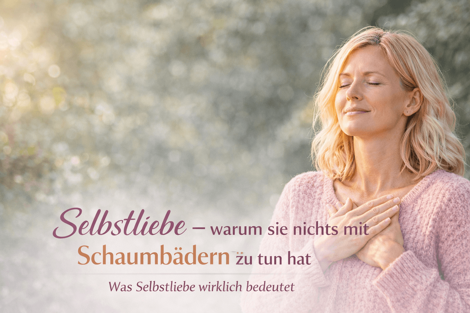 Frau hält die Hände vors Herz und ist ganz bei sich