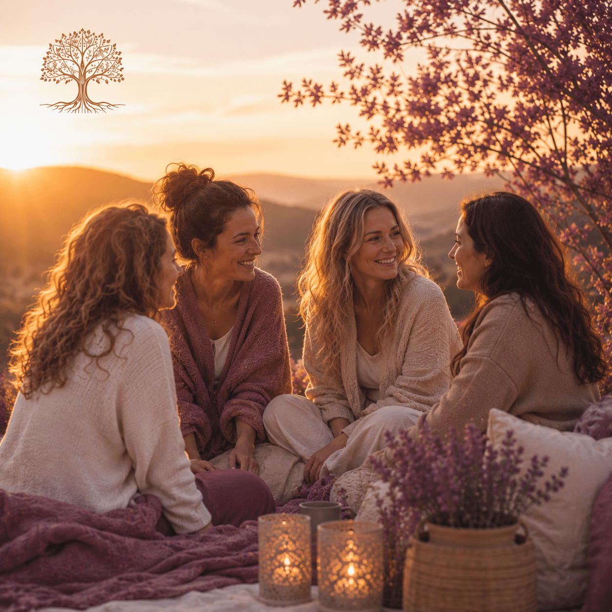4 Frauen, die zusammen sitzten